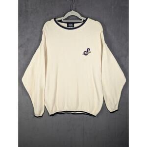 VCC Vantage Sweater Mens XL Ivory Waffle Knit Syracuse Sky Chiefs Vintage